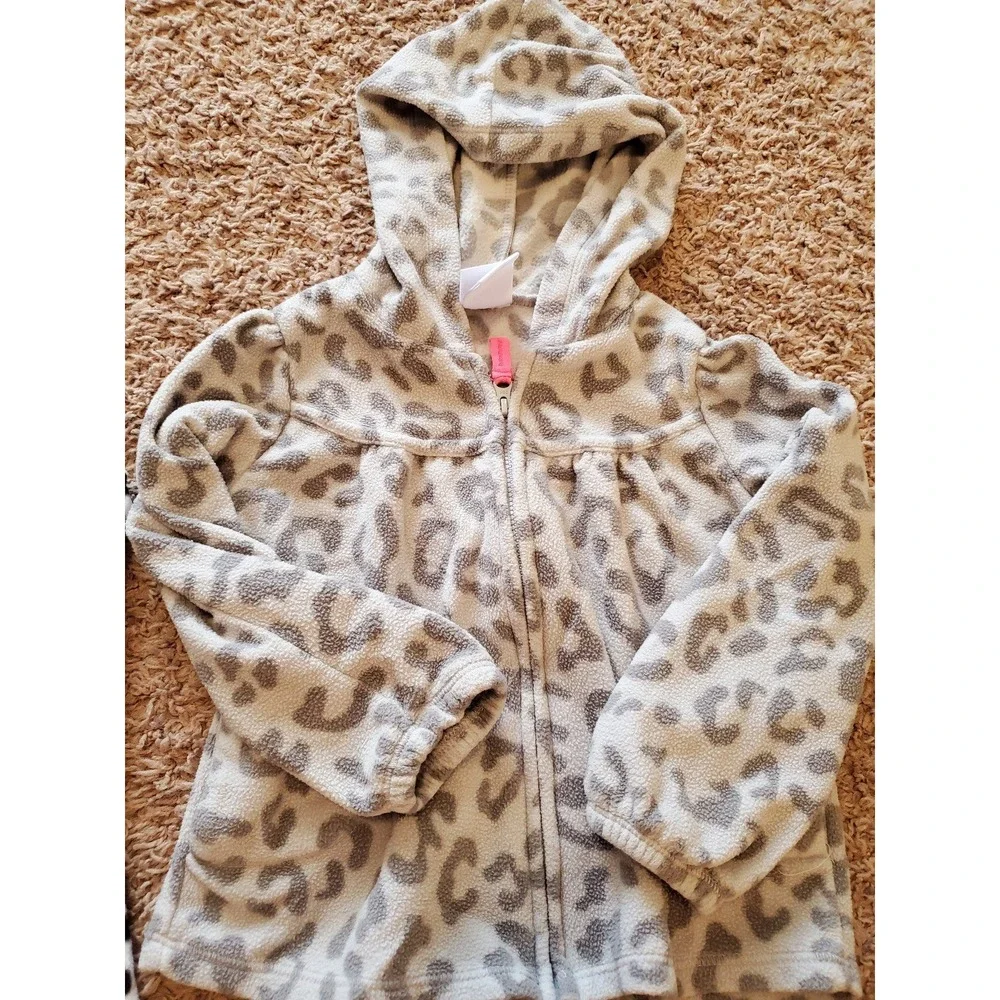 Toddler Girl's Microfleece Hoodie and jacket 3t leopard print‎ bundle winter